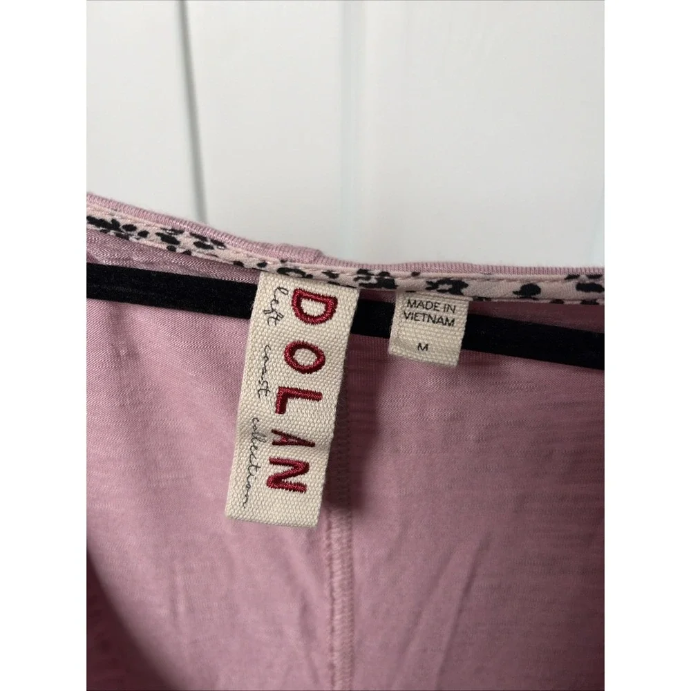 Dolan Left Coast Collection V-Neck Blouse Womens Size Medium Pink Slub Boho Chic